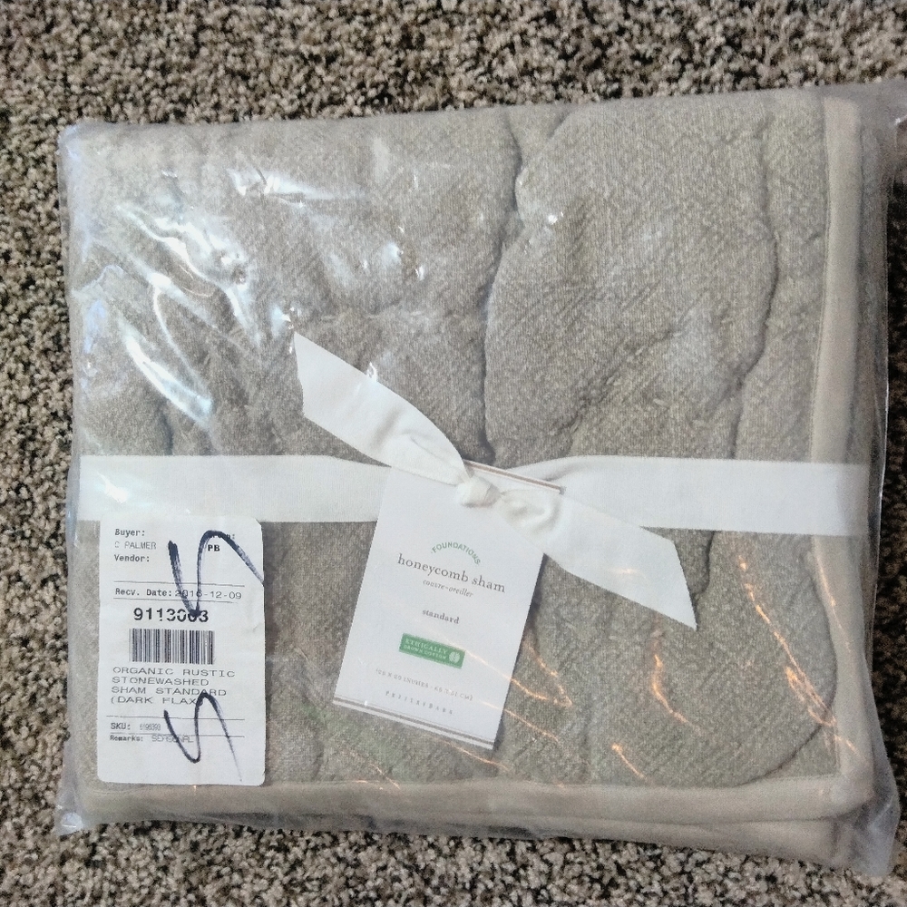 BNWT Pottery Barn organic rustic stonewashed sham standar